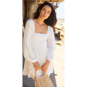 L Space Puff Sleeved Cover-Up Mini Dress Womens Size M